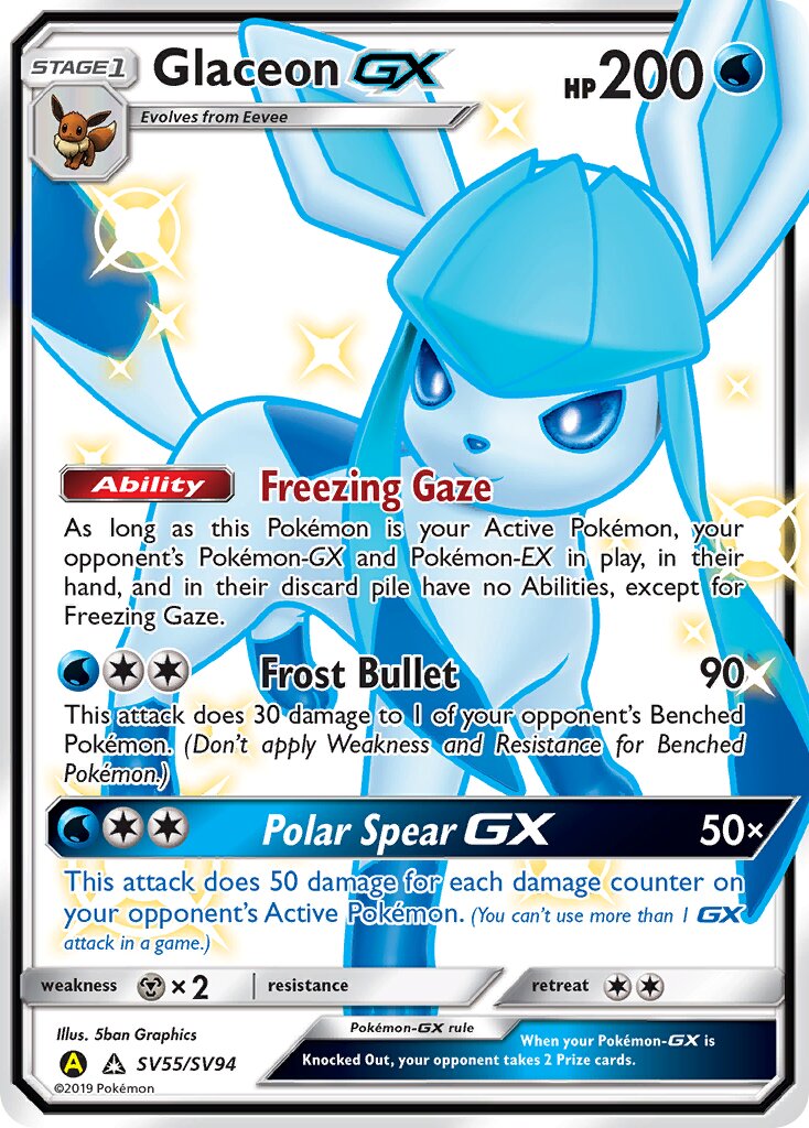 Glaceon-GX SV55/SV94 — Hidden Fates (English Pokémon TCG card)