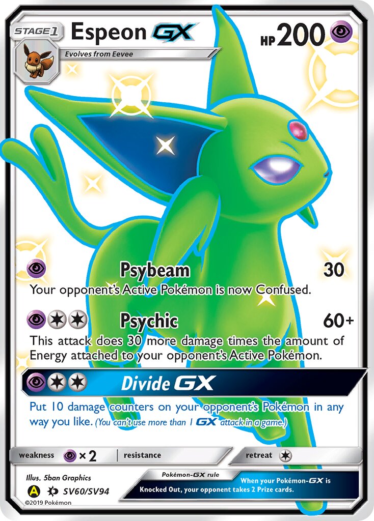 Espeon-GX SV60/SV94 — Hidden Fates (English Pokémon TCG card)
