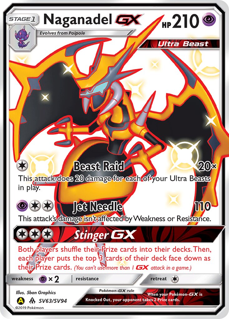 Naganadel-GX SV63/SV94 — Hidden Fates (English Pokémon TCG card)