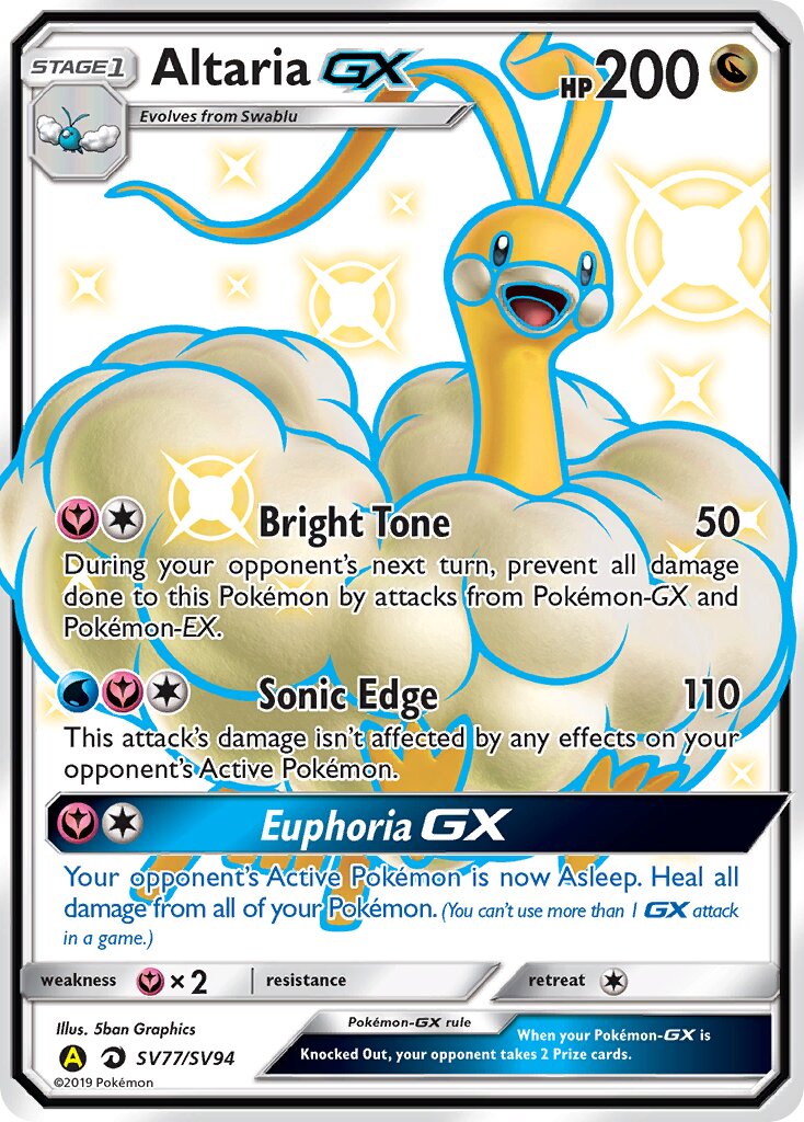 Altaria-GX SV77/SV94 — Hidden Fates (English Pokémon TCG card)