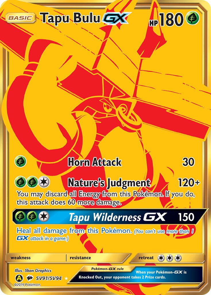 Tapu Bulu-GX SV91/SV94 — Hidden Fates (English Pokémon TCG card)