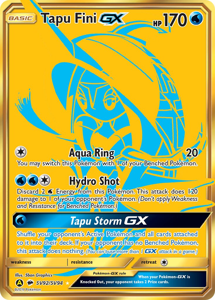 Tapu Fini-GX SV92/SV94 — Hidden Fates (English Pokémon TCG card)