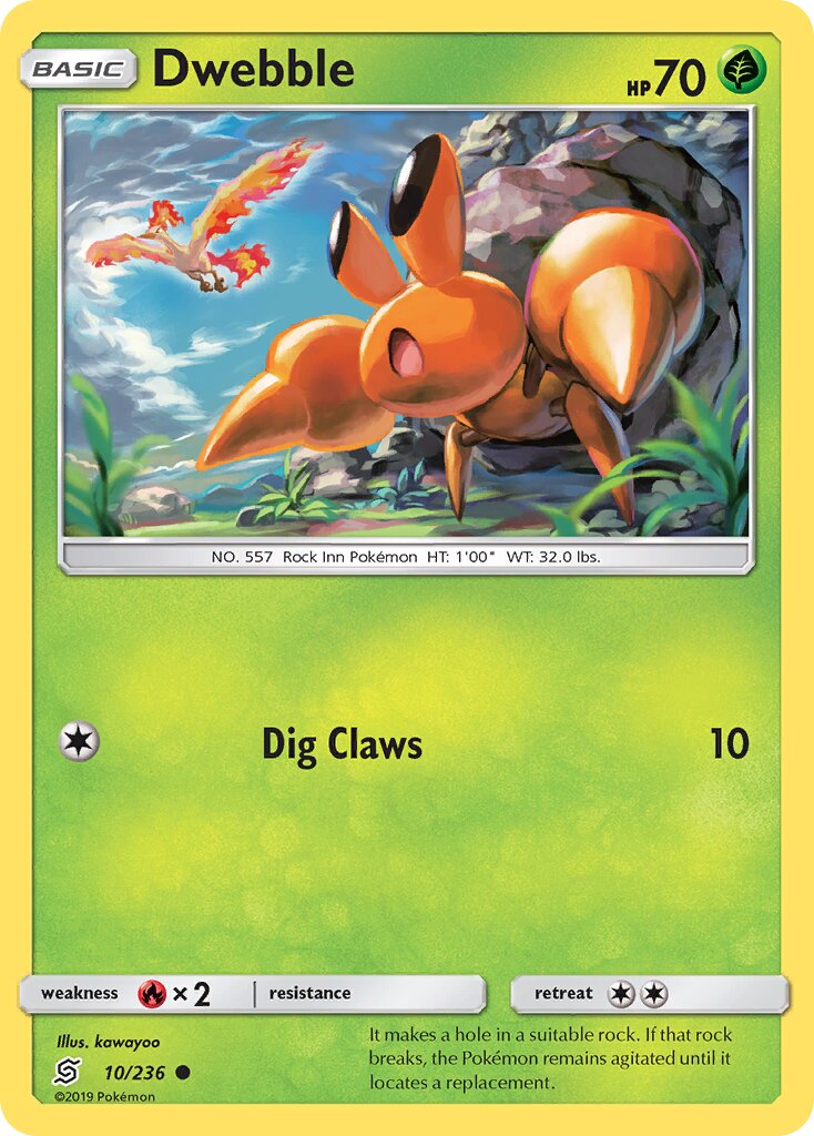 Dwebble 010/258 — Unified Minds (English Pokémon TCG card)