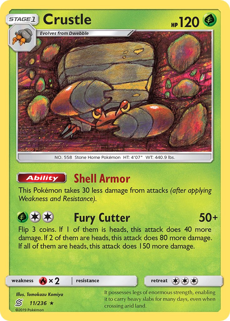 Crustle 011/258 — Unified Minds (English Pokémon TCG card)