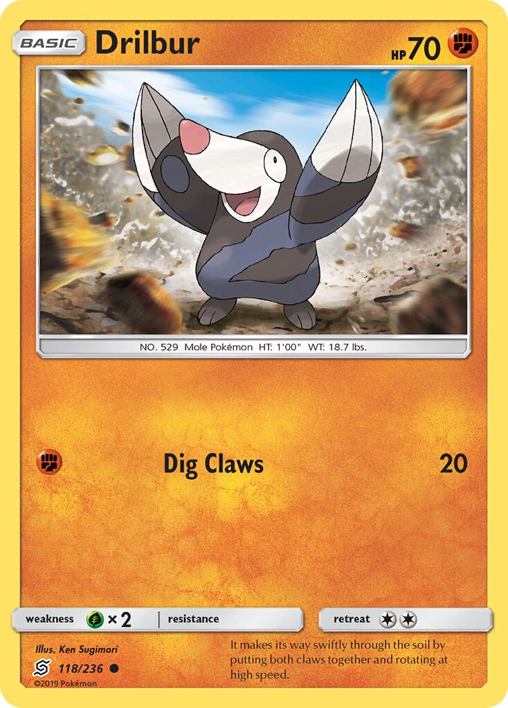 Drilbur 118/258 — Unified Minds (English Pokémon TCG card)