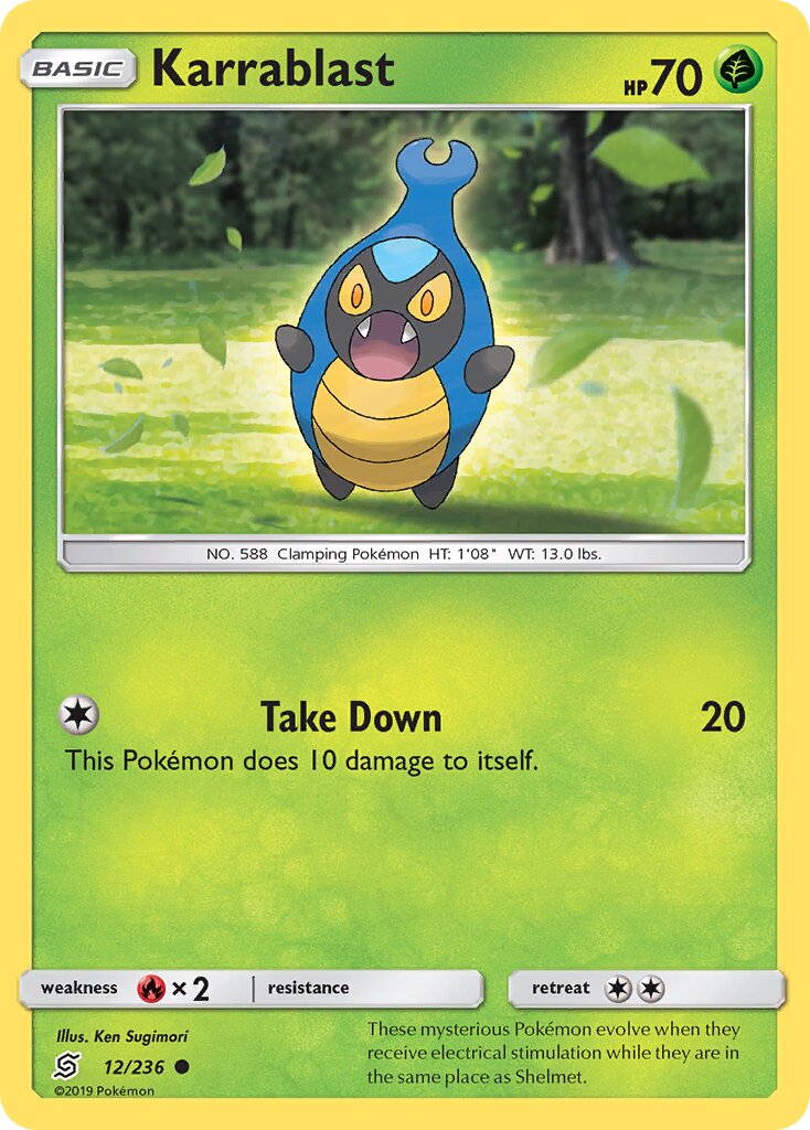 Karrablast 012/258 — Unified Minds (English Pokémon TCG card)