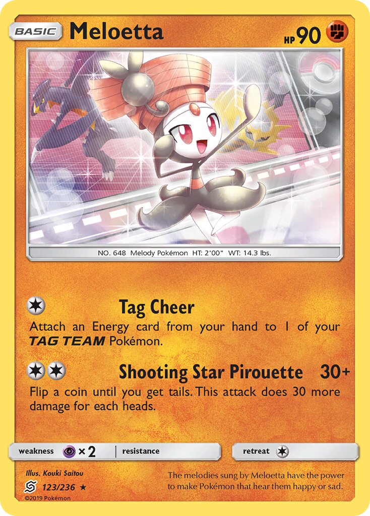 Meloetta 123/258 — Unified Minds (English Pokémon TCG card)