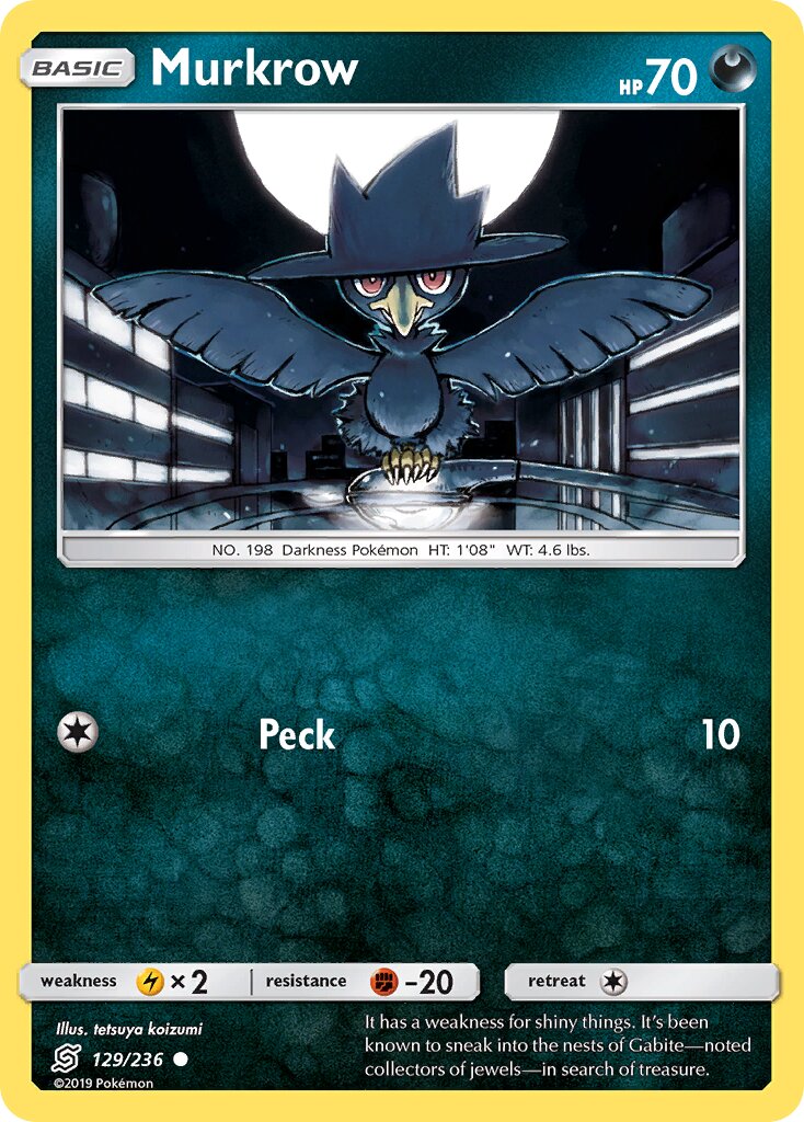 Murkrow 129/258 — Unified Minds (English Pokémon TCG card)
