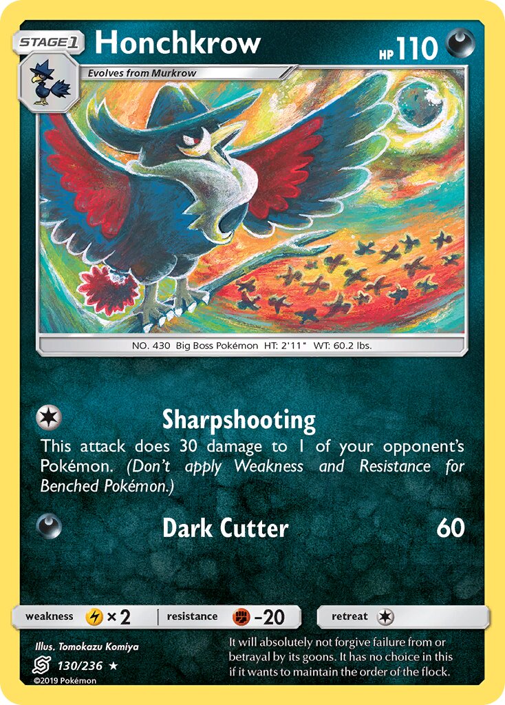 Honchkrow 130/258 — Unified Minds (English Pokémon TCG card)