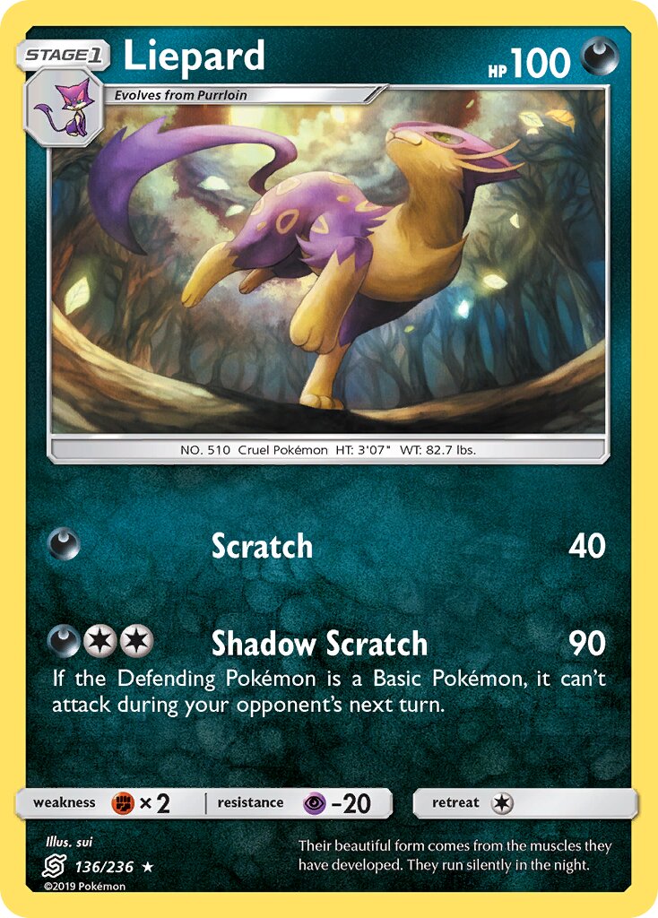Liepard 136/258 — Unified Minds (English Pokémon TCG card)
