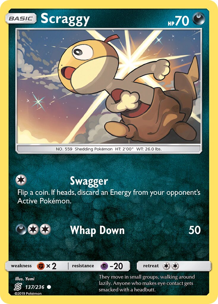 Scraggy 137/258 — Unified Minds (English Pokémon TCG card)
