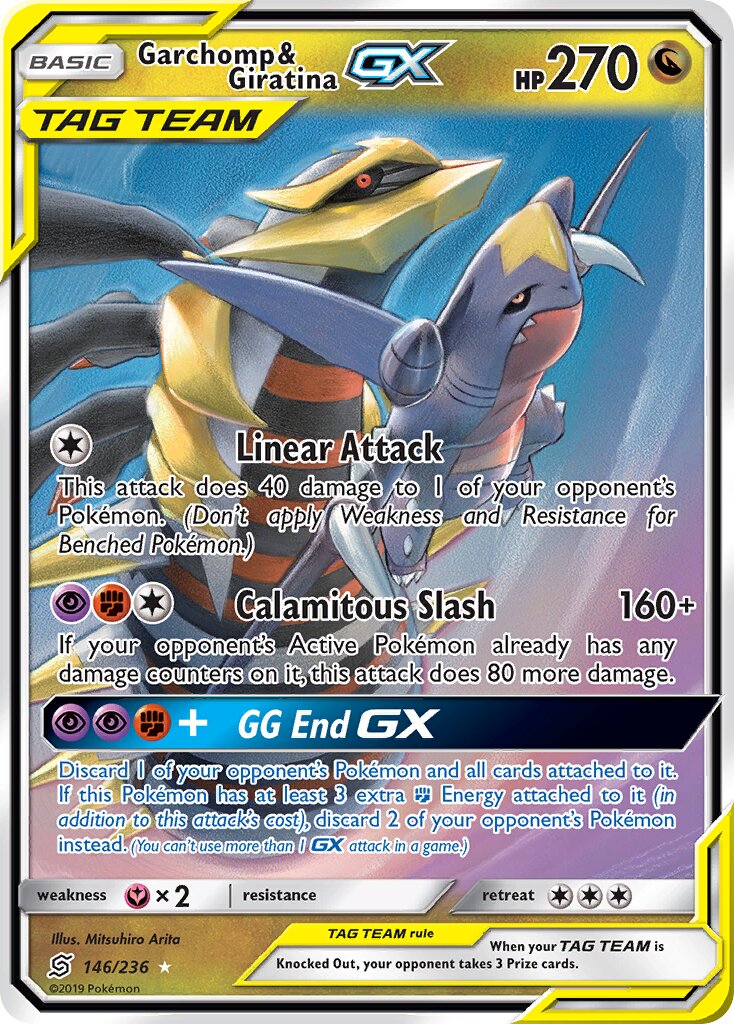 Garchomp & Giratina-GX 146/258 — Unified Minds (English Pokémon TCG card)