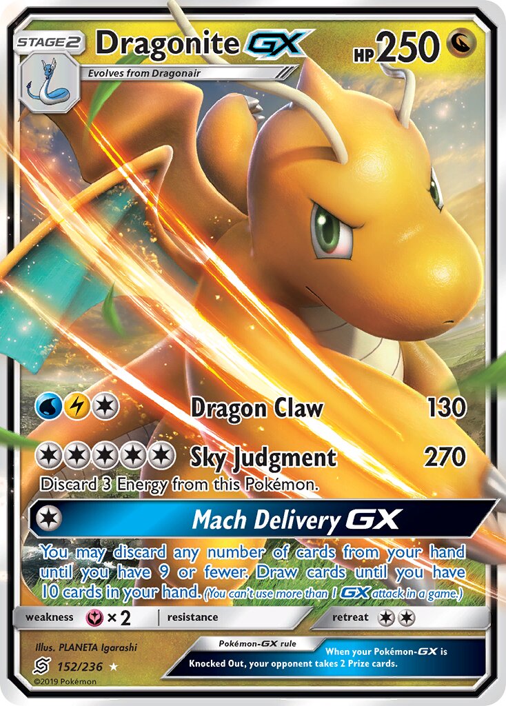 Dragonite-GX 152/258 — Unified Minds (English Pokémon TCG card)