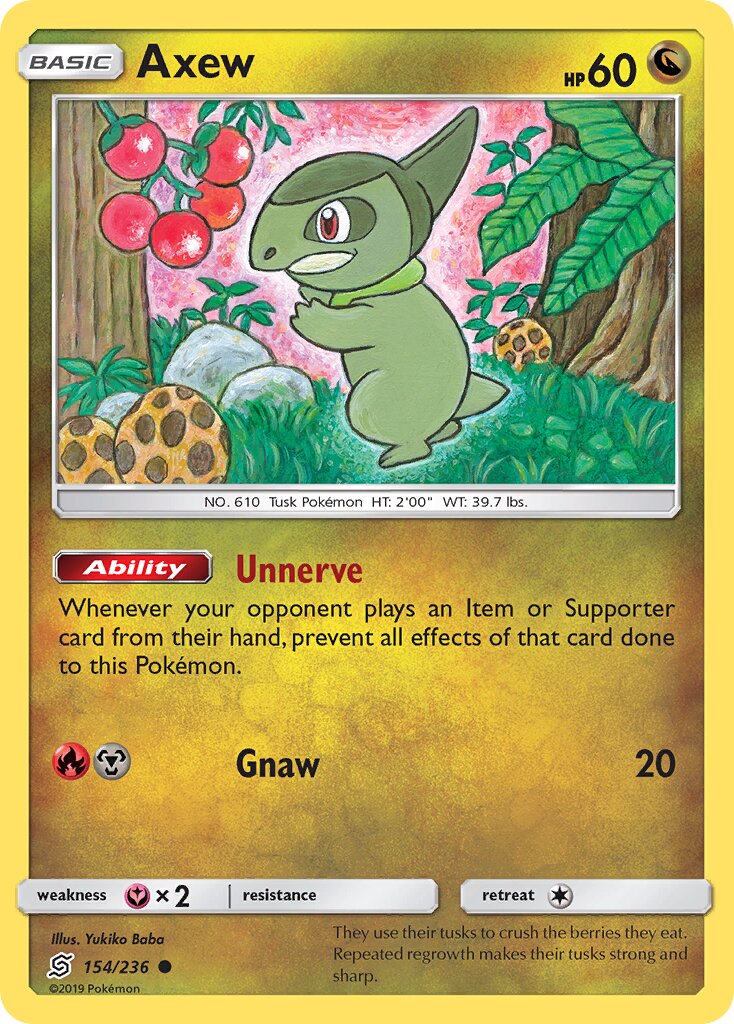 Axew 154/258 — Unified Minds (English Pokémon TCG card)