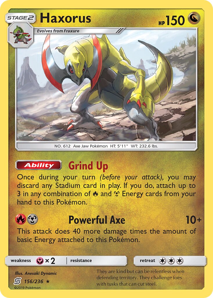 Haxorus 156/258 — Unified Minds (English Pokémon TCG card)