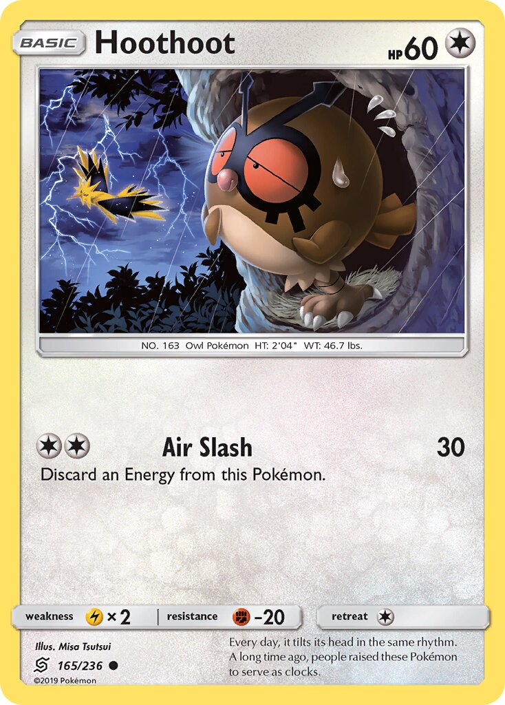 Hoothoot 165/258 — Unified Minds (English Pokémon TCG card)