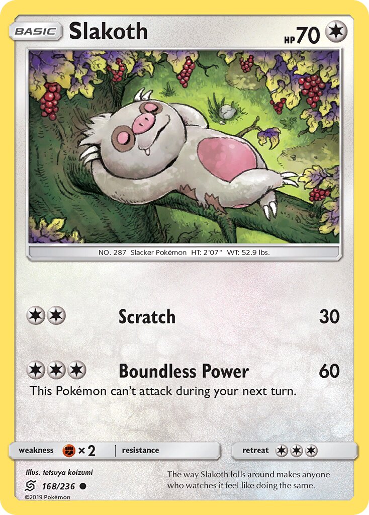 Slakoth 168/258 — Unified Minds (English Pokémon TCG card)