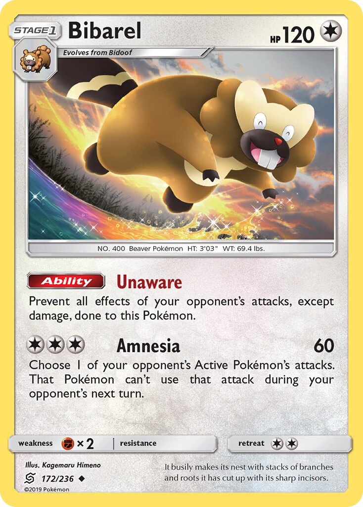 Bibarel 172/258 — Unified Minds (English Pokémon TCG card)