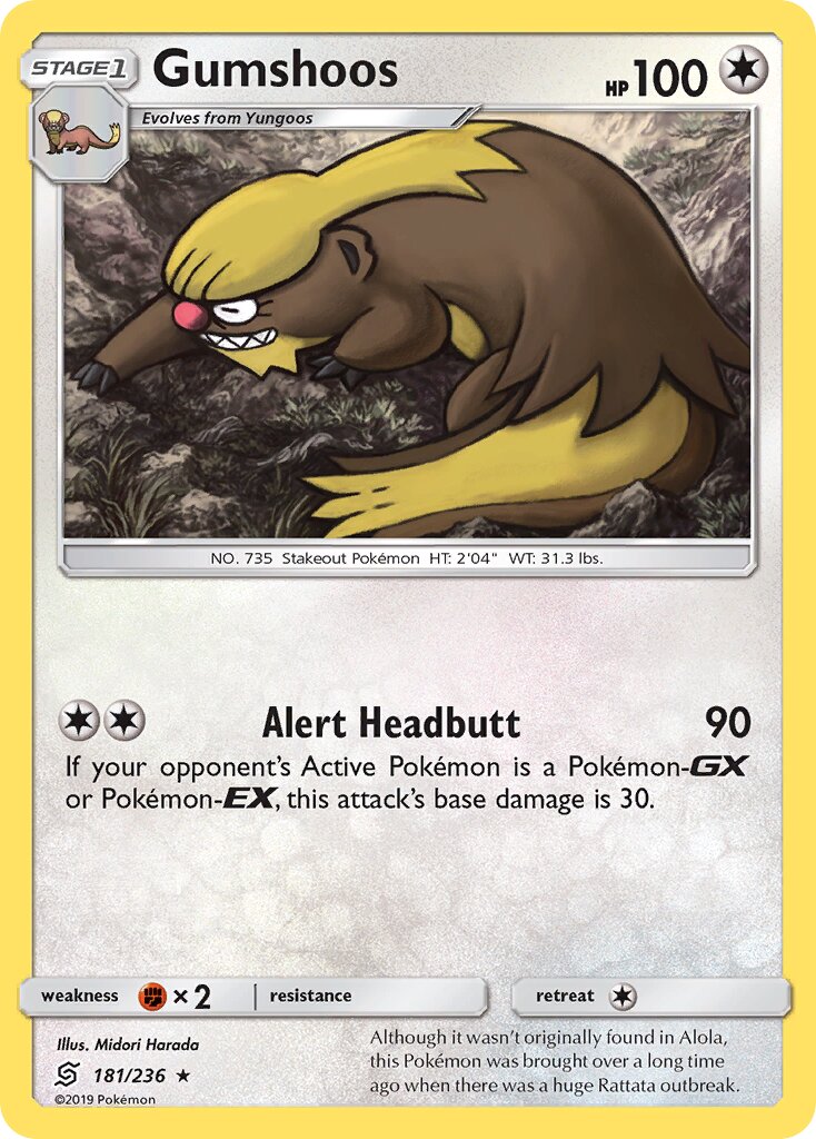 Gumshoos 181/258 — Unified Minds (English Pokémon TCG card)
