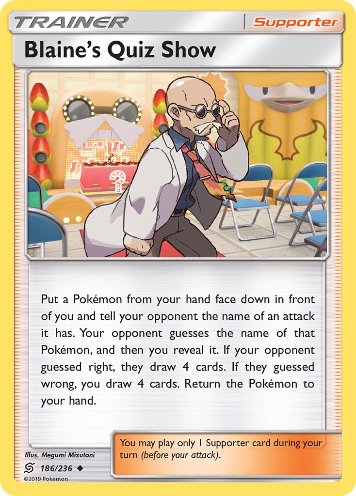 Blaine's Quiz Show 186/258 — Unified Minds (English Pokémon TCG card)