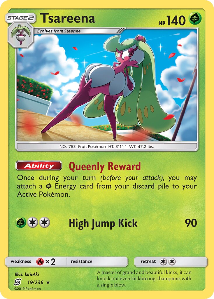 Tsareena 019/258 — Unified Minds (English Pokémon TCG card)
