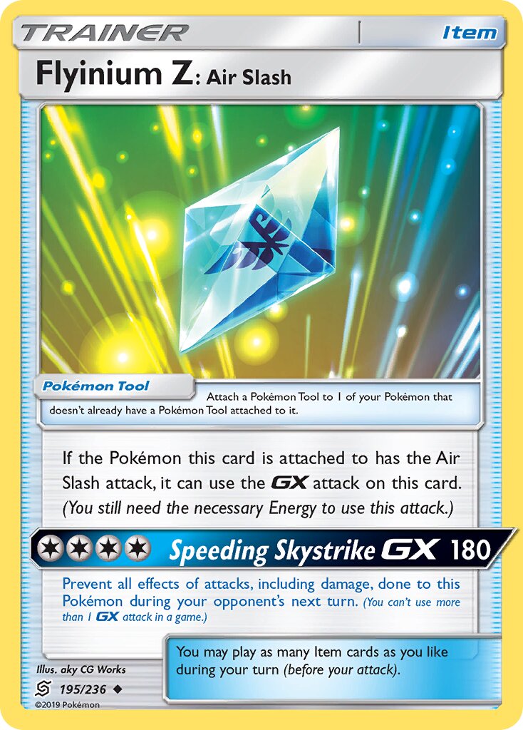 Flyinium Z: Air Slash 195/258 — Unified Minds (English Pokémon TCG card)