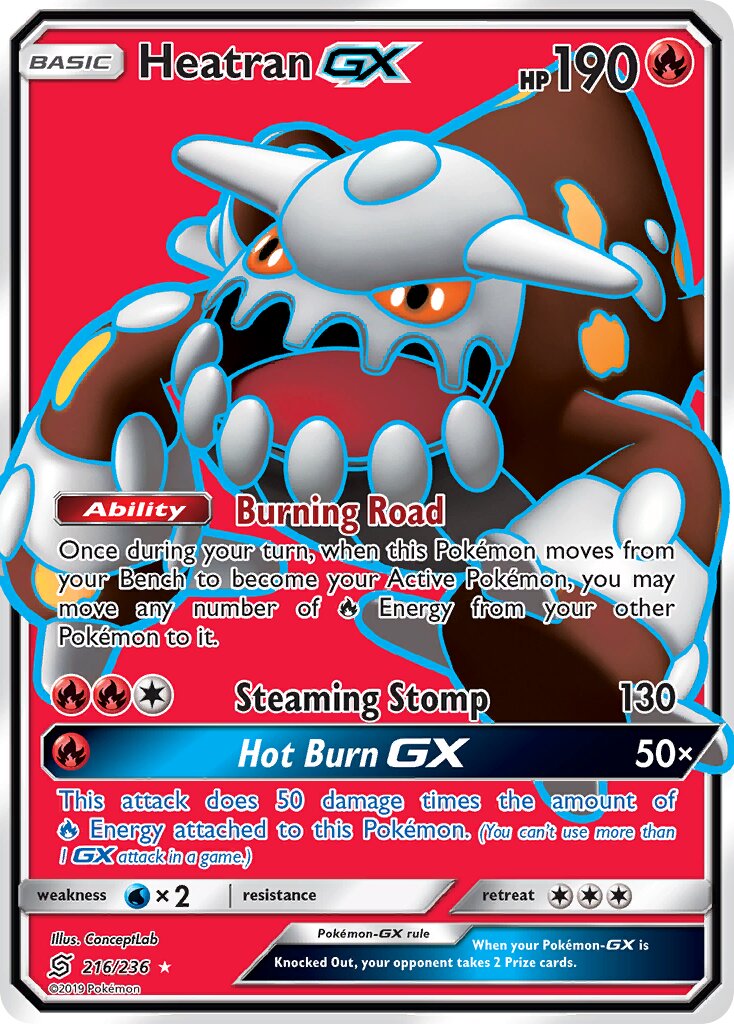 Heatran-GX 216/258 — Unified Minds (English Pokémon TCG card)