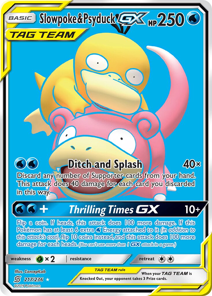 Slowpoke & Psyduck-GX 217/258 — Unified Minds (English Pokémon TCG card)