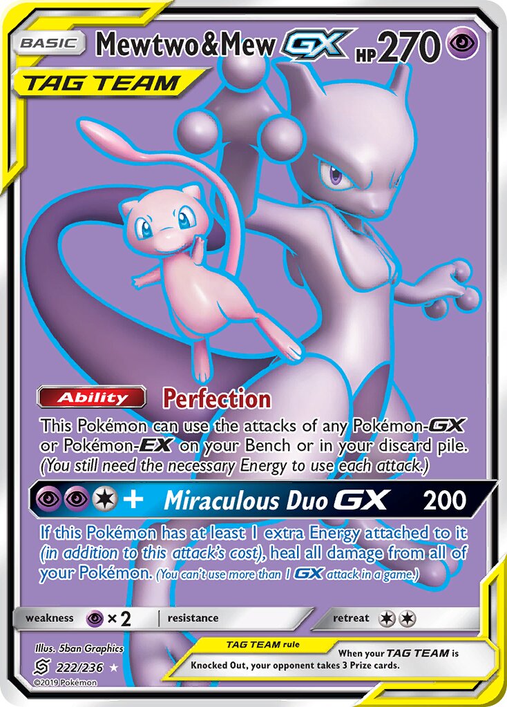 Mewtwo & Mew-GX 222/258 — Unified Minds (English Pokémon TCG card)