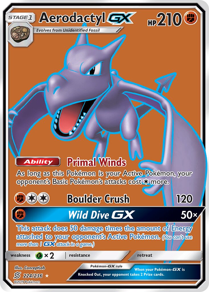 Aerodactyl-GX 224/258 — Unified Minds (English Pokémon TCG card)