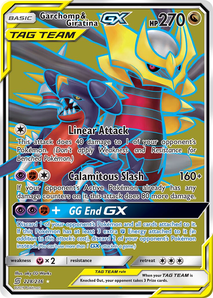 Garchomp & Giratina-GX 228/258 — Unified Minds (English Pokémon TCG card)