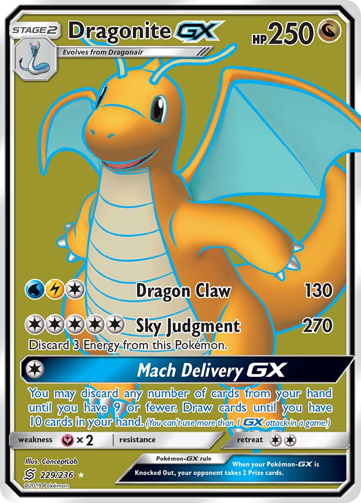 Dragonite-GX 229/258 — Unified Minds (English Pokémon TCG card)