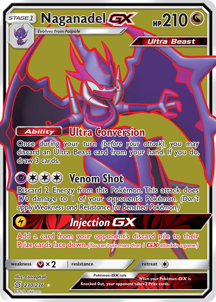 Naganadel-GX 230/258 — Unified Minds (English Pokémon TCG card)