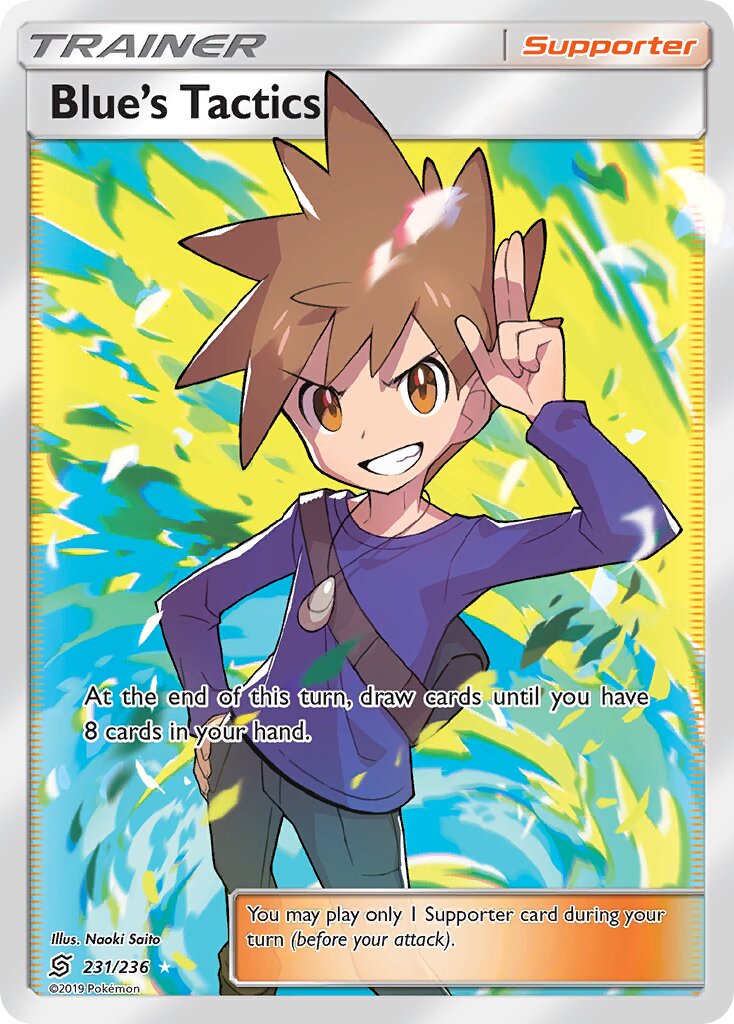 Blue's Tactics 231/258 — Unified Minds (English Pokémon TCG card)