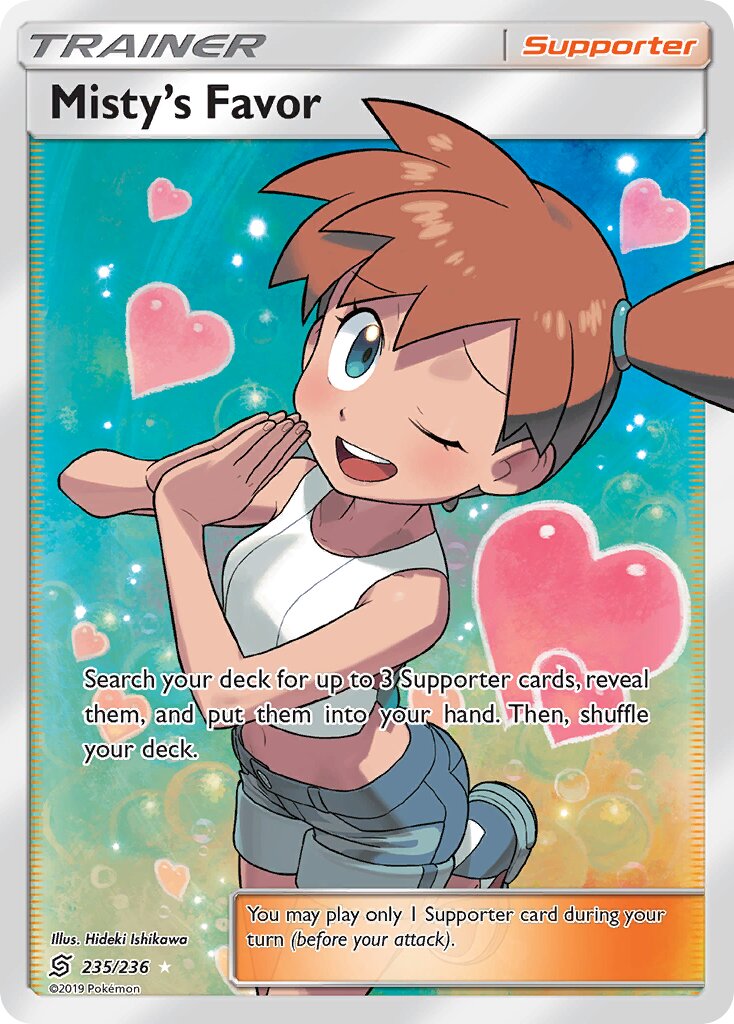 Misty's Favor 235/258 — Unified Minds (English Pokémon TCG card)
