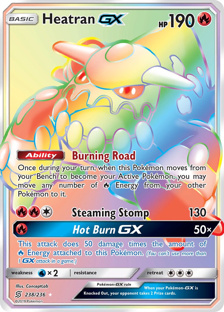 Heatran-GX 238/258 — Unified Minds (English Pokémon TCG card)