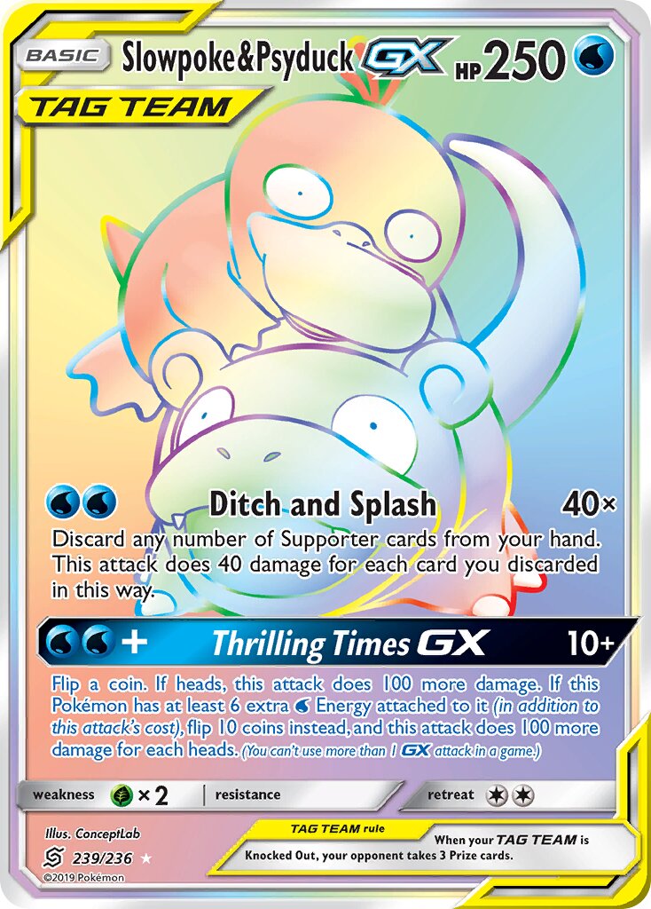Slowpoke & Psyduck-GX 239/258 — Unified Minds (English Pokémon TCG card)