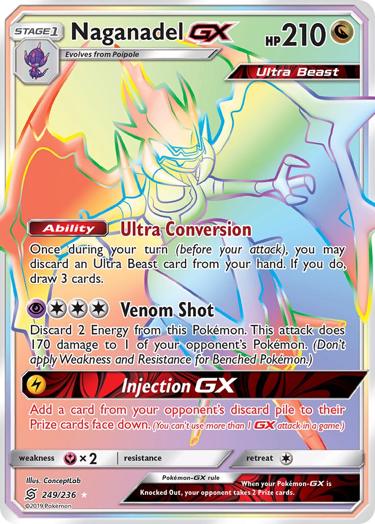Naganadel-GX 249/258 — Unified Minds (English Pokémon TCG card)