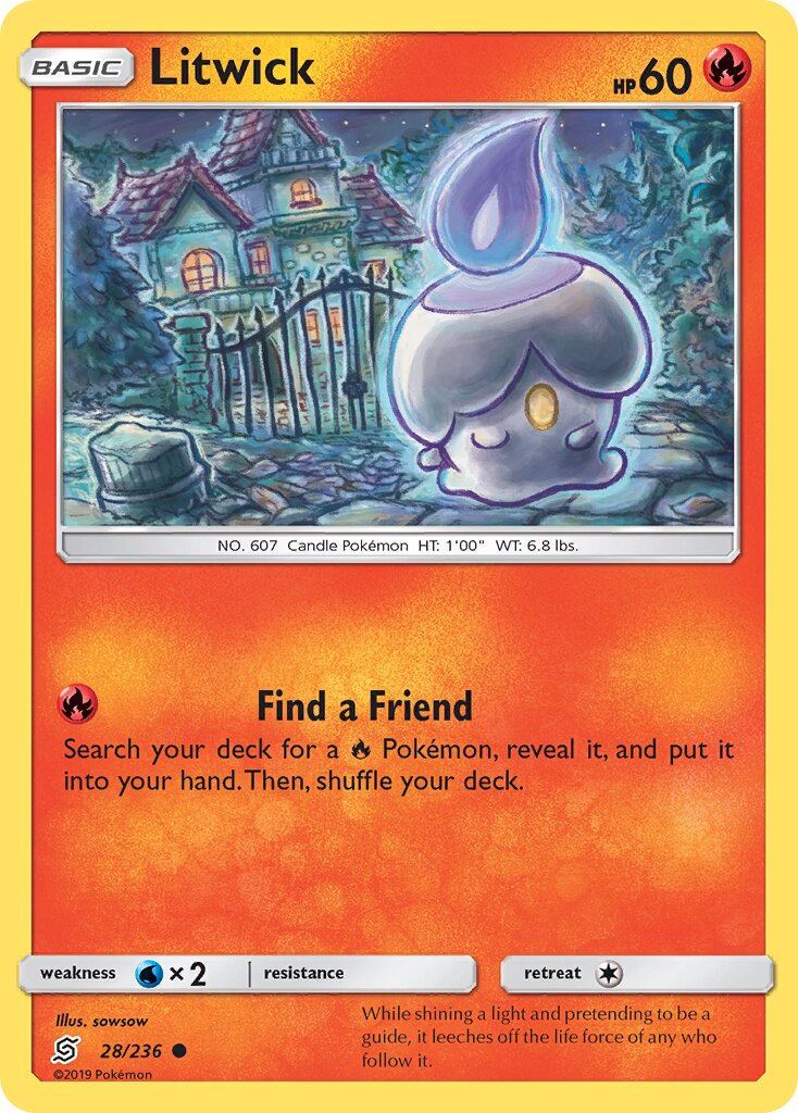 Litwick 028/258 — Unified Minds (English Pokémon TCG card)