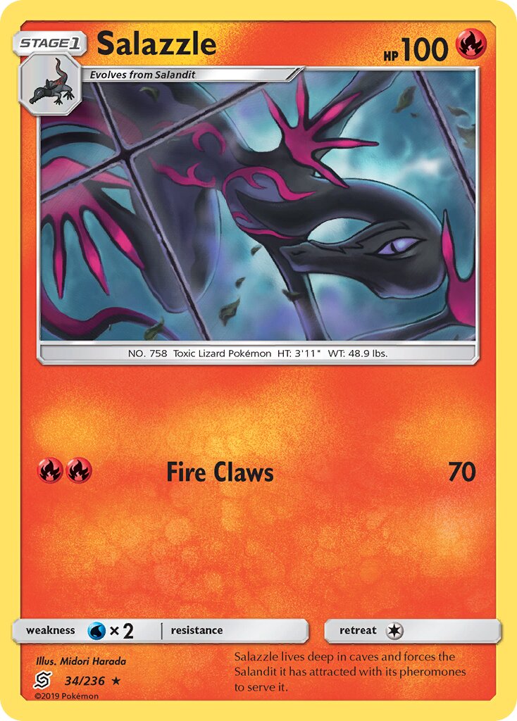 Salazzle 034/258 — Unified Minds (English Pokémon TCG card)