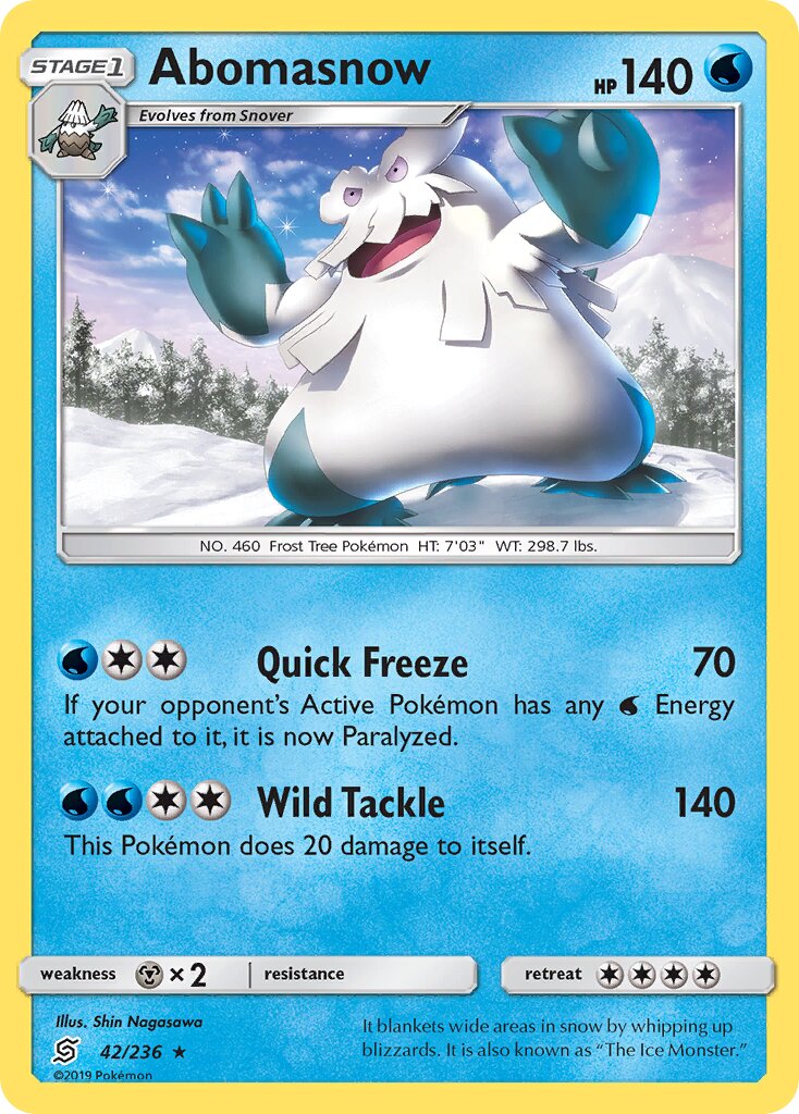 Abomasnow 042/258 — Unified Minds (English Pokémon TCG card)