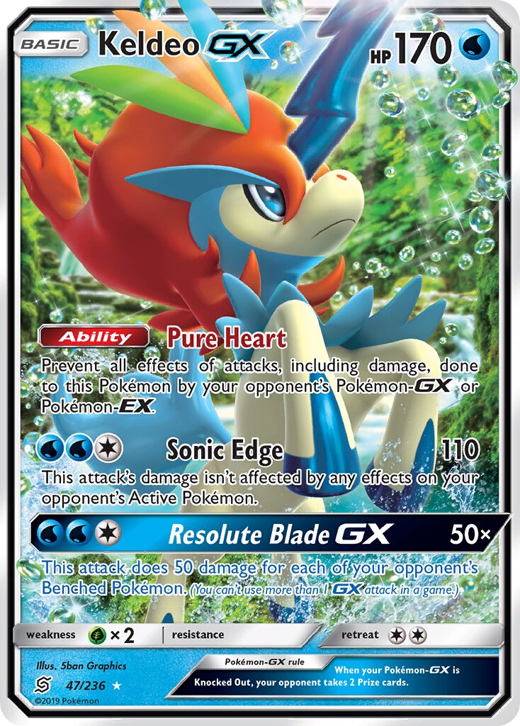 Keldeo-GX 047/258 — Unified Minds (English Pokémon TCG card)