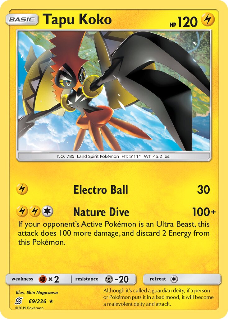Tapu Koko 069/258 — Unified Minds (English Pokémon TCG card)