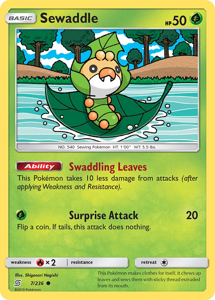 Sewaddle 007/258 — Unified Minds (English Pokémon TCG card)