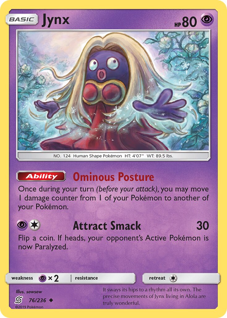 Jynx 076/258 — Unified Minds (English Pokémon TCG card)