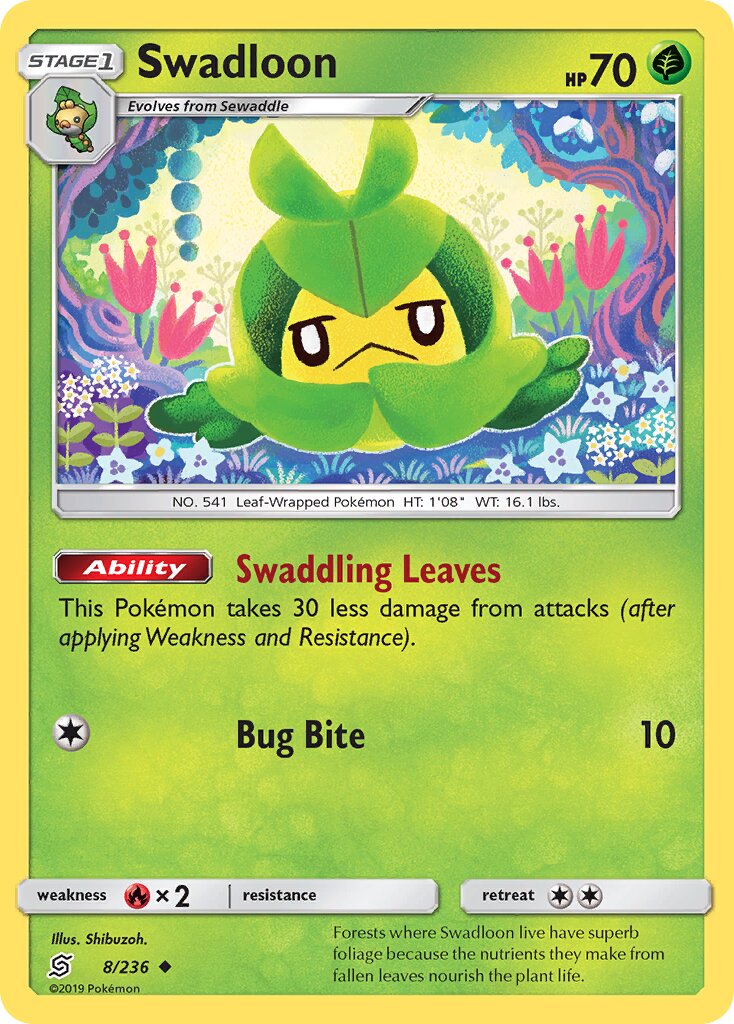 Swadloon 008/258 — Unified Minds (English Pokémon TCG card)