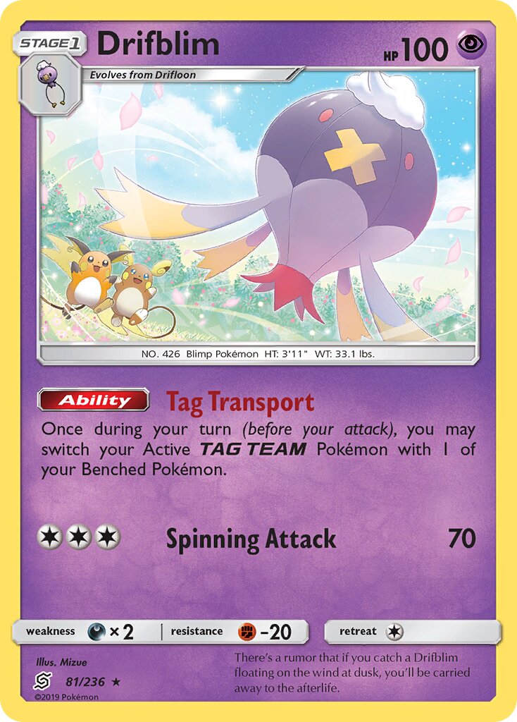 Drifblim 081/258 — Unified Minds (English Pokémon TCG card)