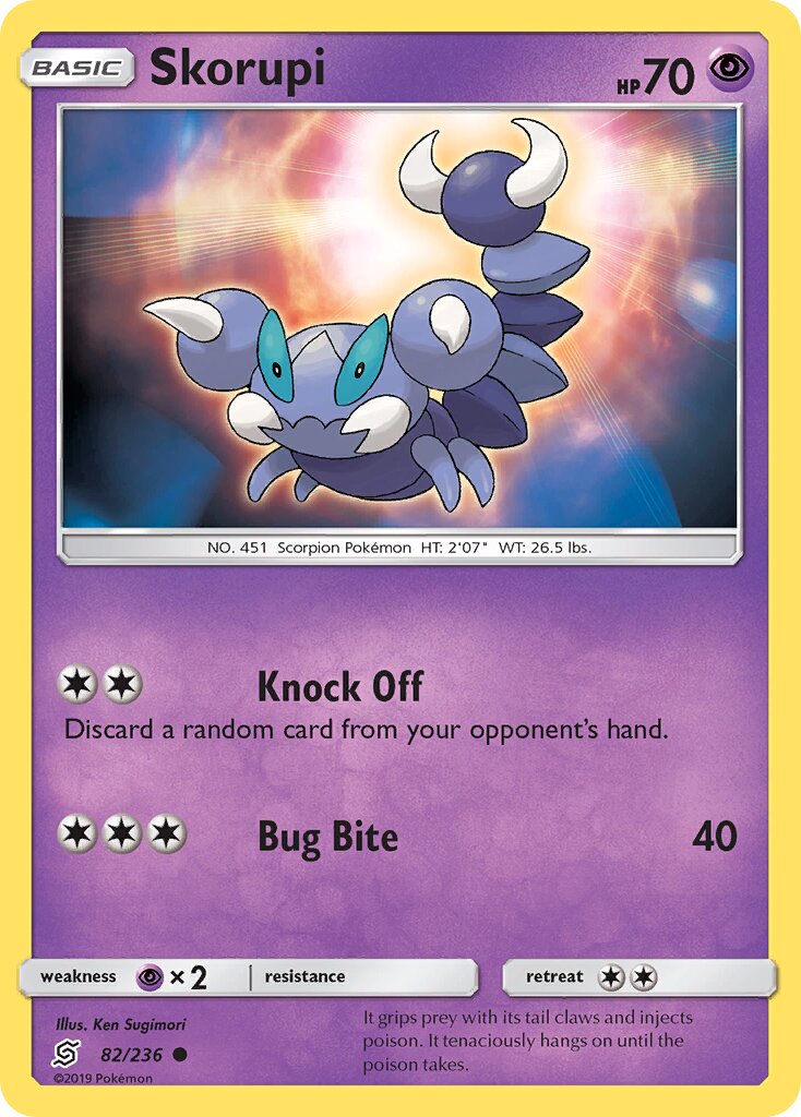 Skorupi 082/258 — Unified Minds (English Pokémon TCG card)