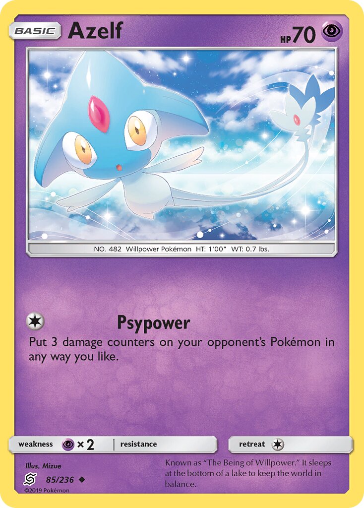 Azelf 085/258 — Unified Minds (English Pokémon TCG card)