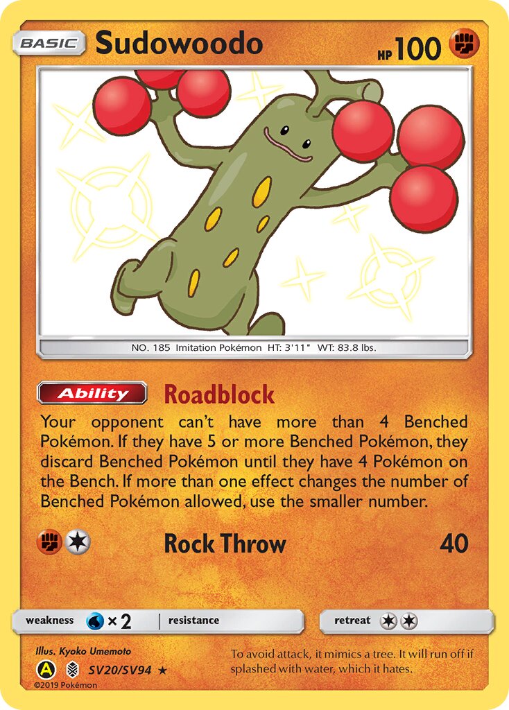Sudowoodo 020/94 — Hidden Fates: Shiny Vault (English Pokémon TCG card)